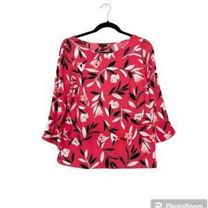 Talbots Pink Floral 3/4 Bell Sleeves Blouse Size XS